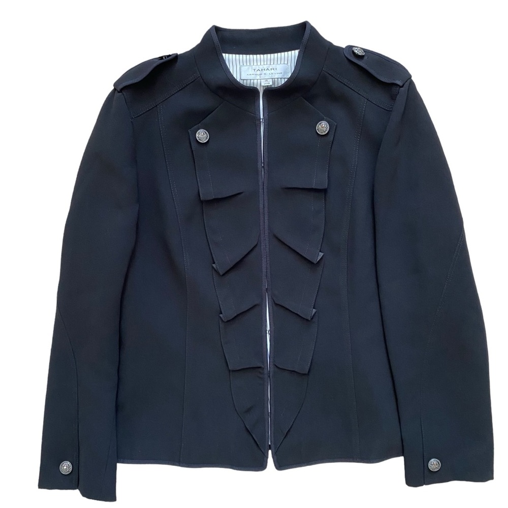 TAHARI Military Style Structured Blazer Jacket Black Women’s Size 14